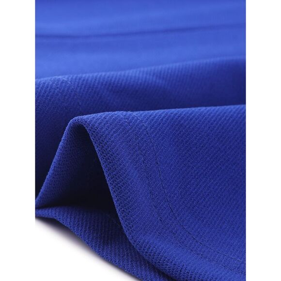 Women's Plus Size Ruffle V Neck Button Notch Panel Peplum Blazers Cobalt Blue - Picture 5 of 5